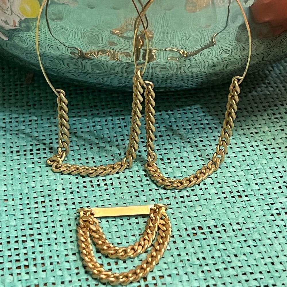 Sarah Briggs “Jaden” chain link necklace earring set